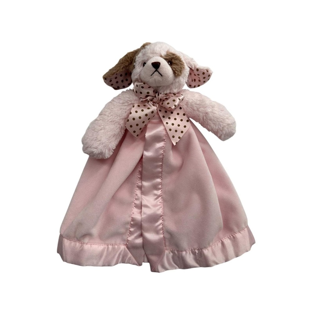 Bearington Baby Collection Pink Dog Security Blanket Lovey Wiggles Satin Girl‎